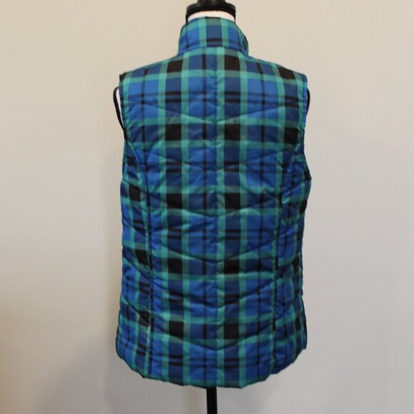 Kim Rogers Blue/Green Plaid Lightweight Puffer Vest Sz Petite Medium - Picture 4 of 8